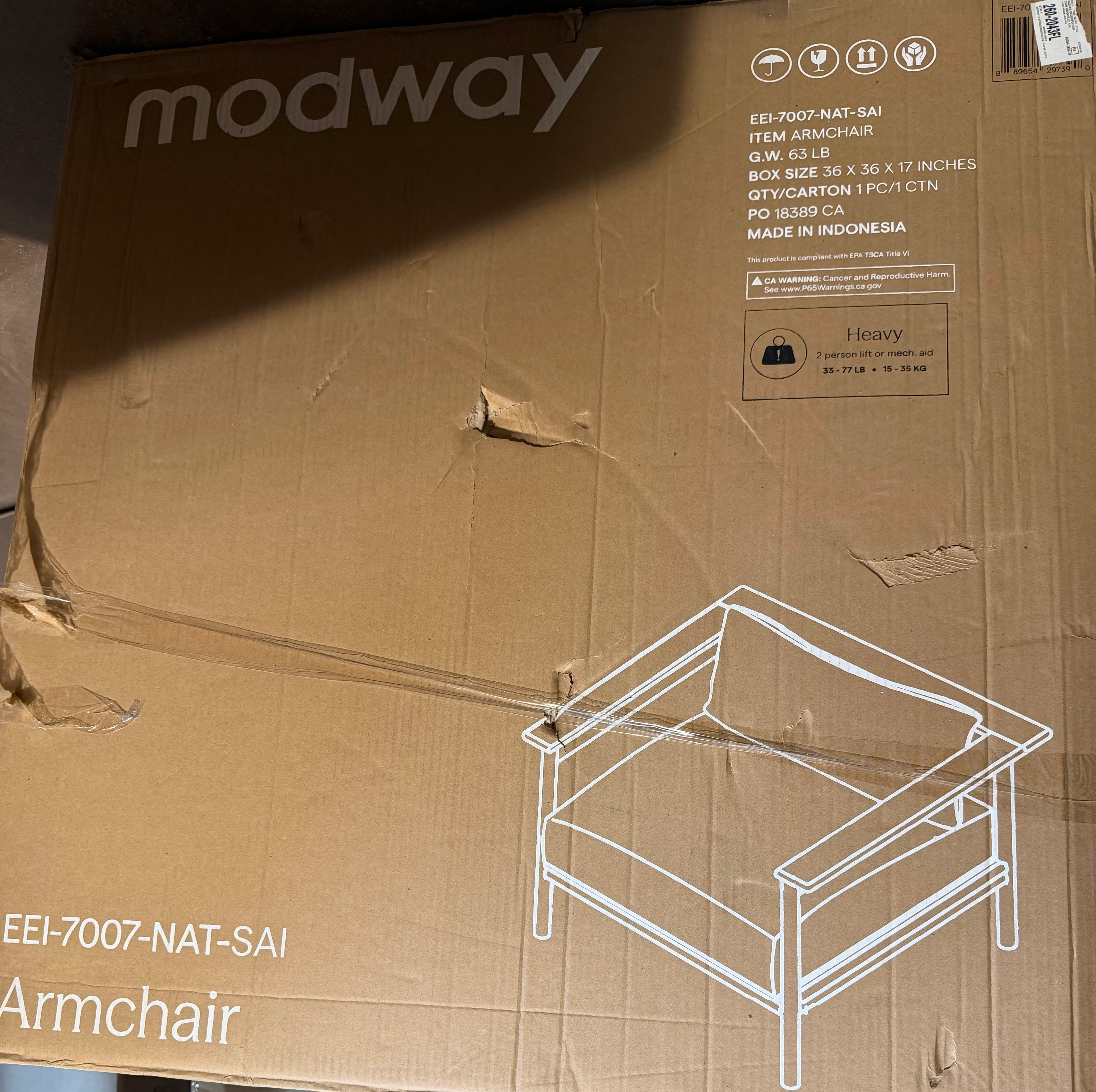 Modway Armchair ( missing seat cushions)