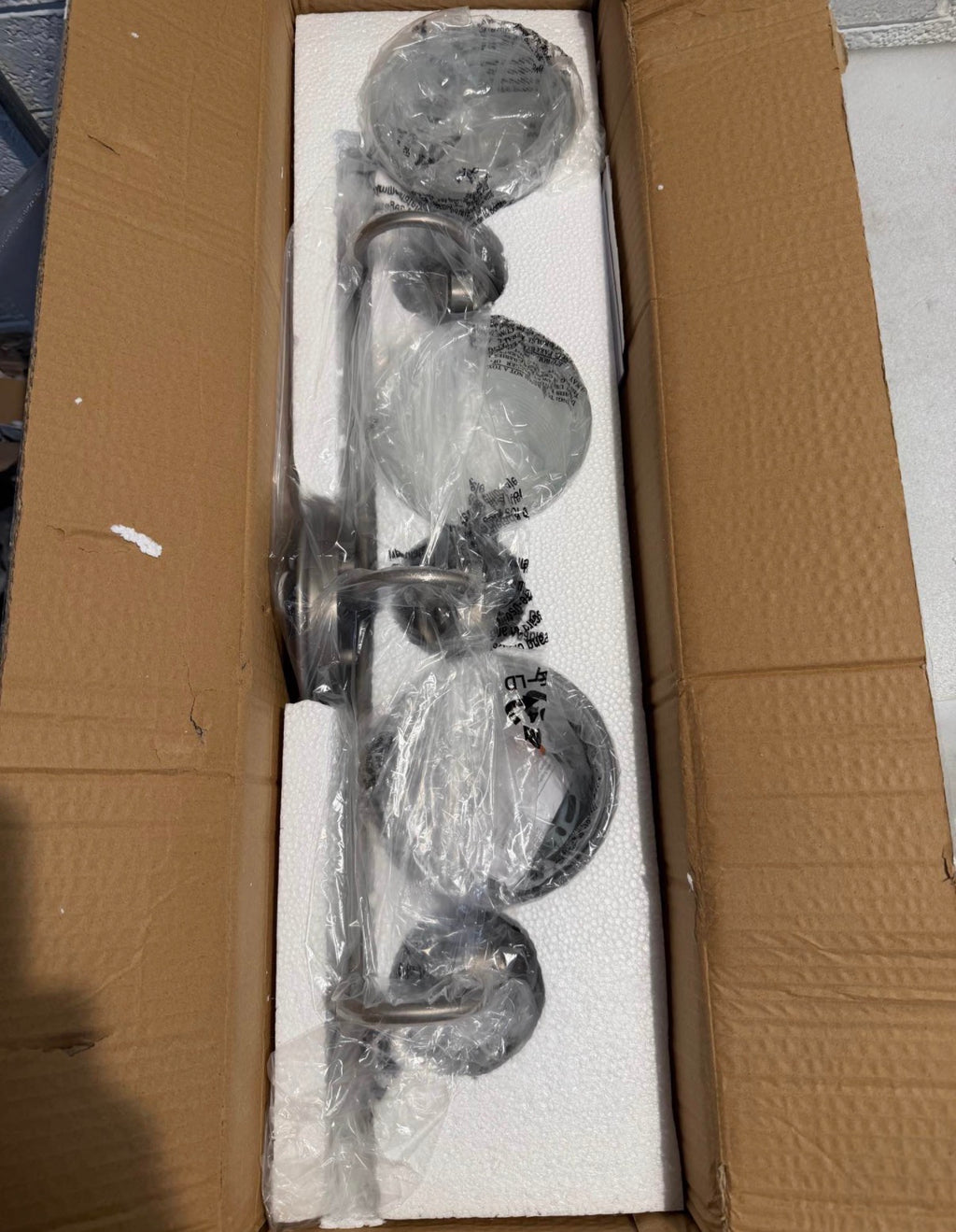 26 in. 3-Light Antique Nickel Double Prismatic Glass Vanity Light