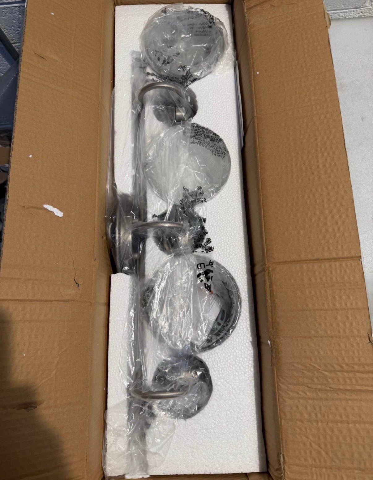 26 in. 3-Light Antique Nickel Double Prismatic Glass Vanity Light