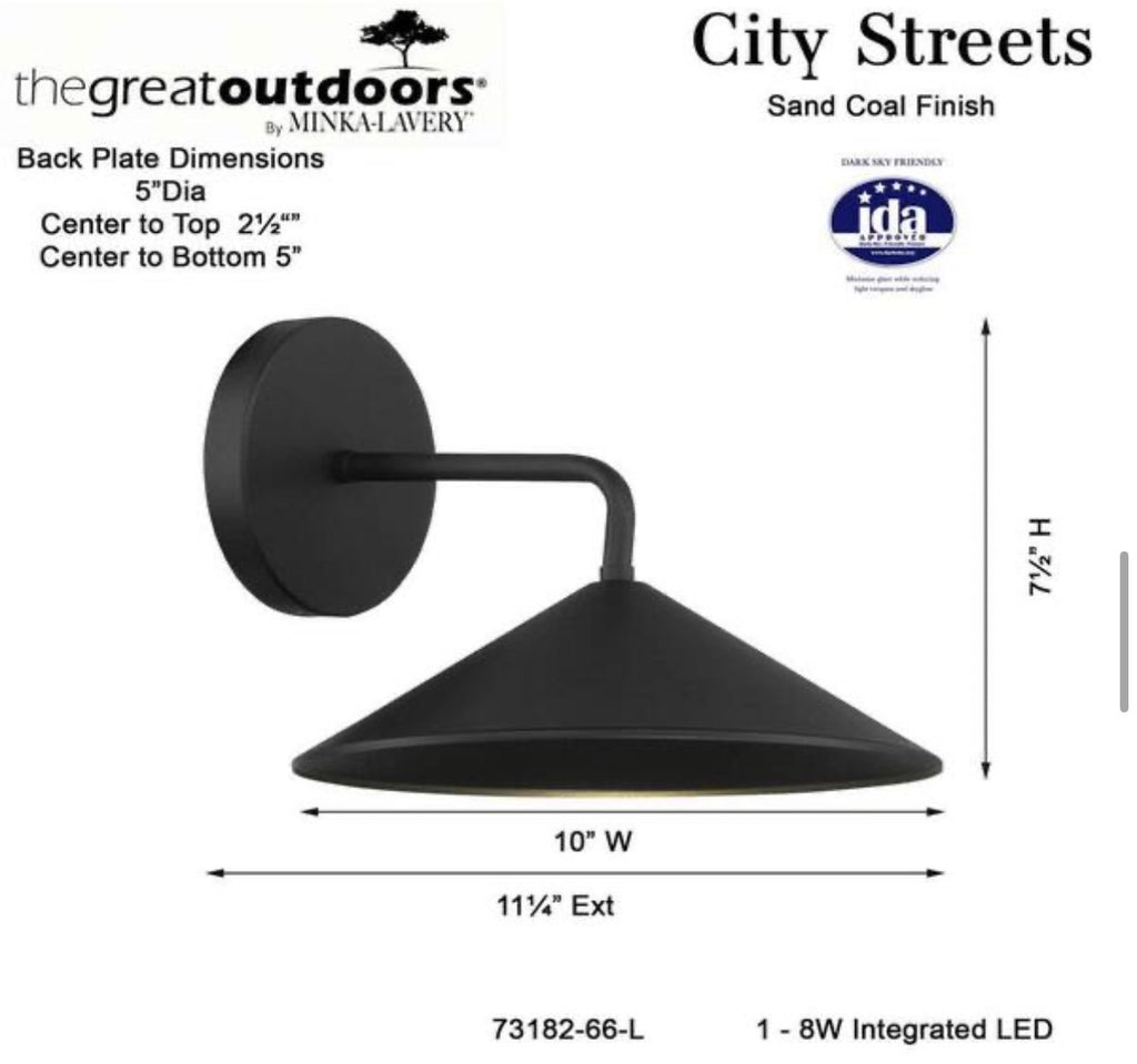 City Streets 1-Light Sand Black LED Outdoor Wall Mount Sconce