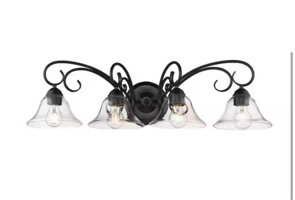 Homestead 4-Light in Black Vanity Light with Clear Glass