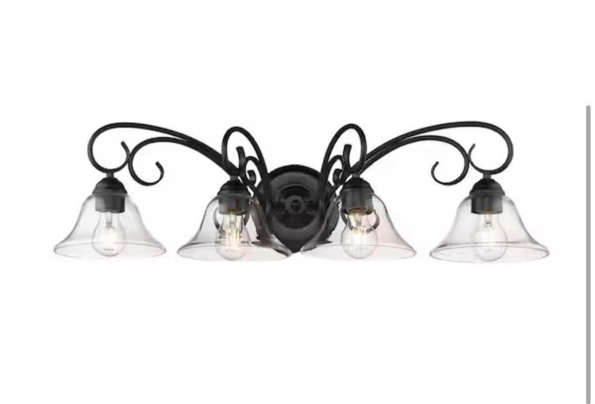 Homestead 4-Light in Black Vanity Light with Clear Glass