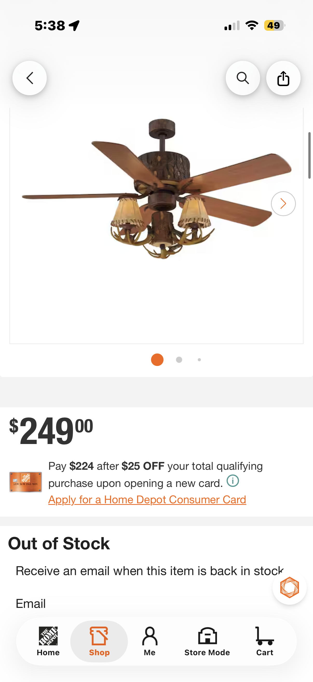 Lodge 52 in. LED Nutmeg Ceiling Fan with Light