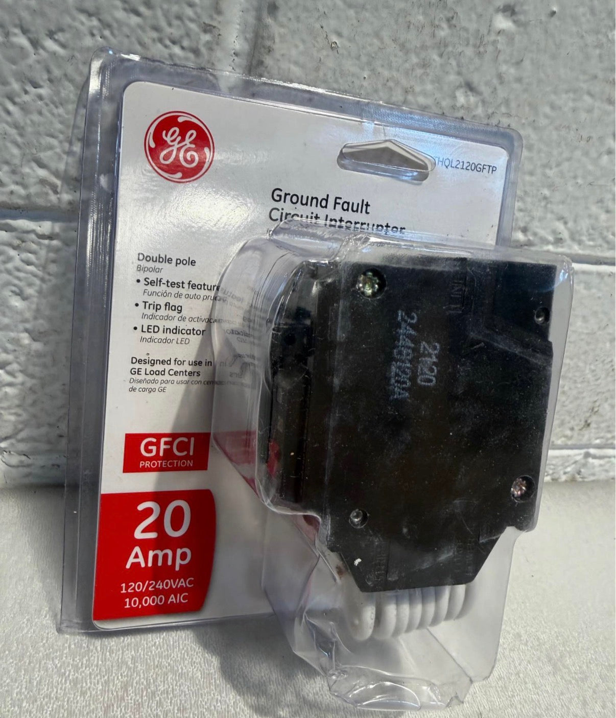 20 Amp Double Pole Ground Fault Breaker with Self-Test