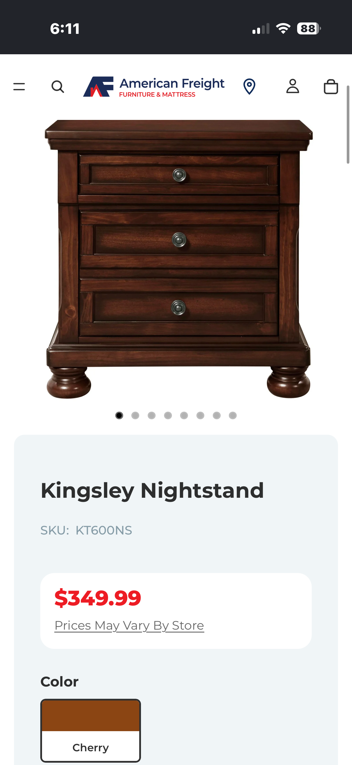 Kingsley Nightstand w/ USB and hidden Jewelry tray