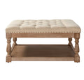 Boyan shelved tufted cocktail ottoman - Linen