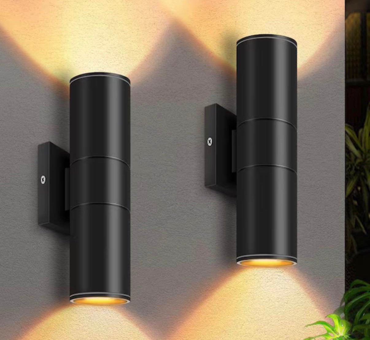 Black 5CCT Integrated LED Outdoor Cylinder Wall Sconce
