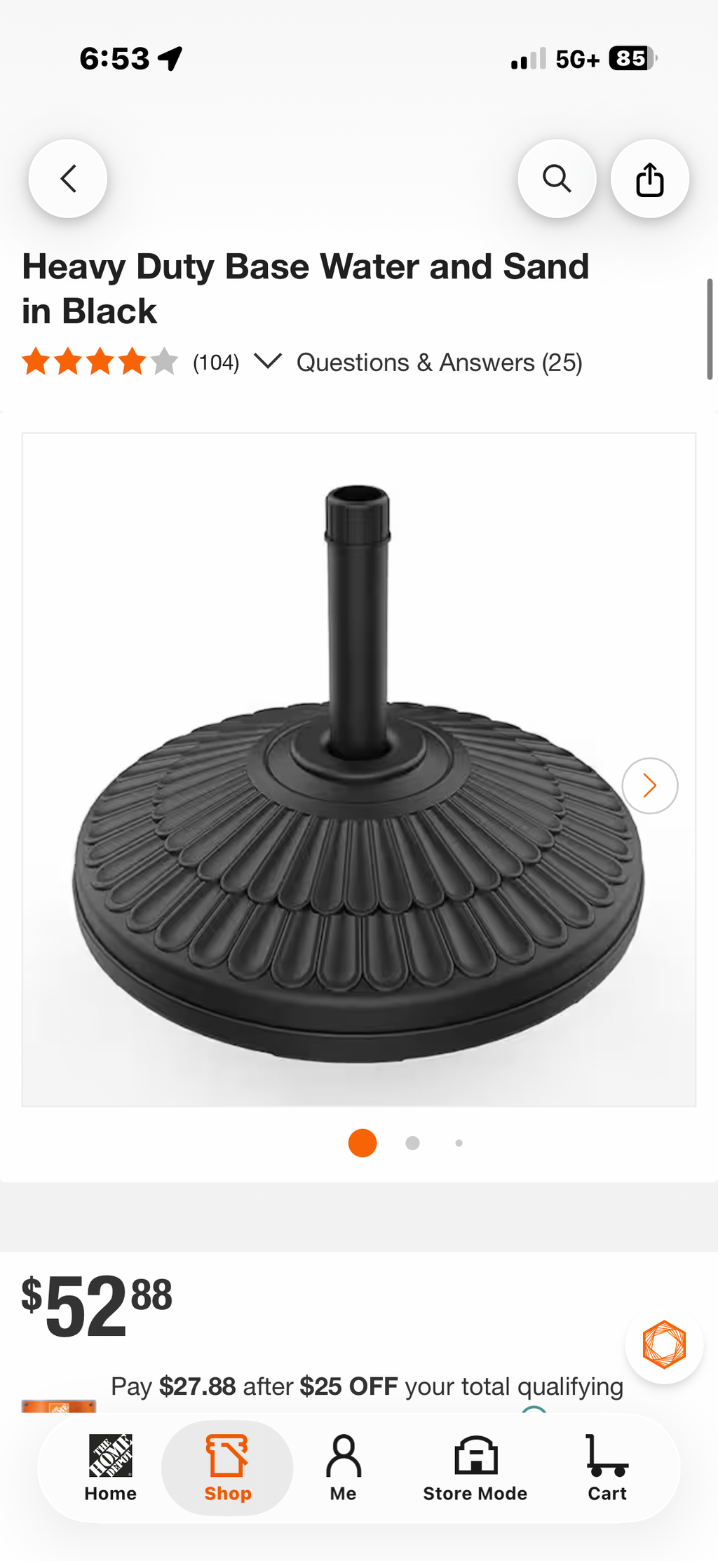 80 lbs. HDPE Round Patio Umbrella Base