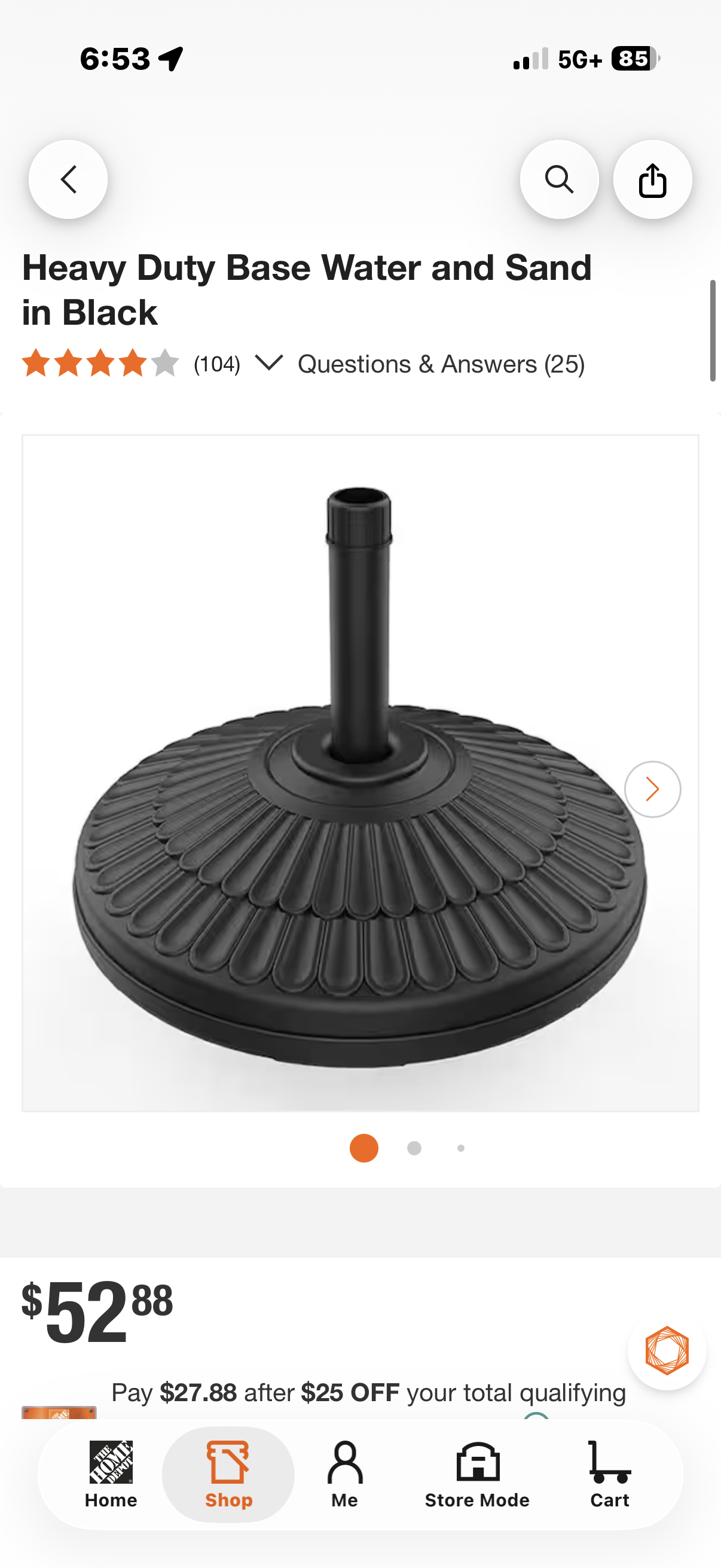 80 lbs. HDPE Round Patio Umbrella Base