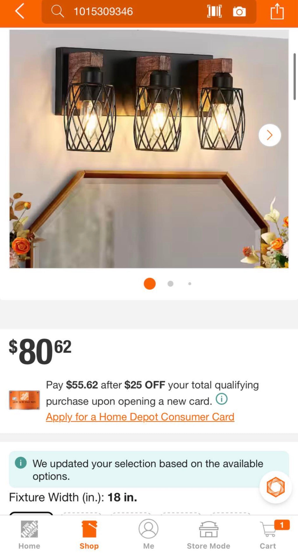 3-Light Black and Walnut Cage Vanity Light