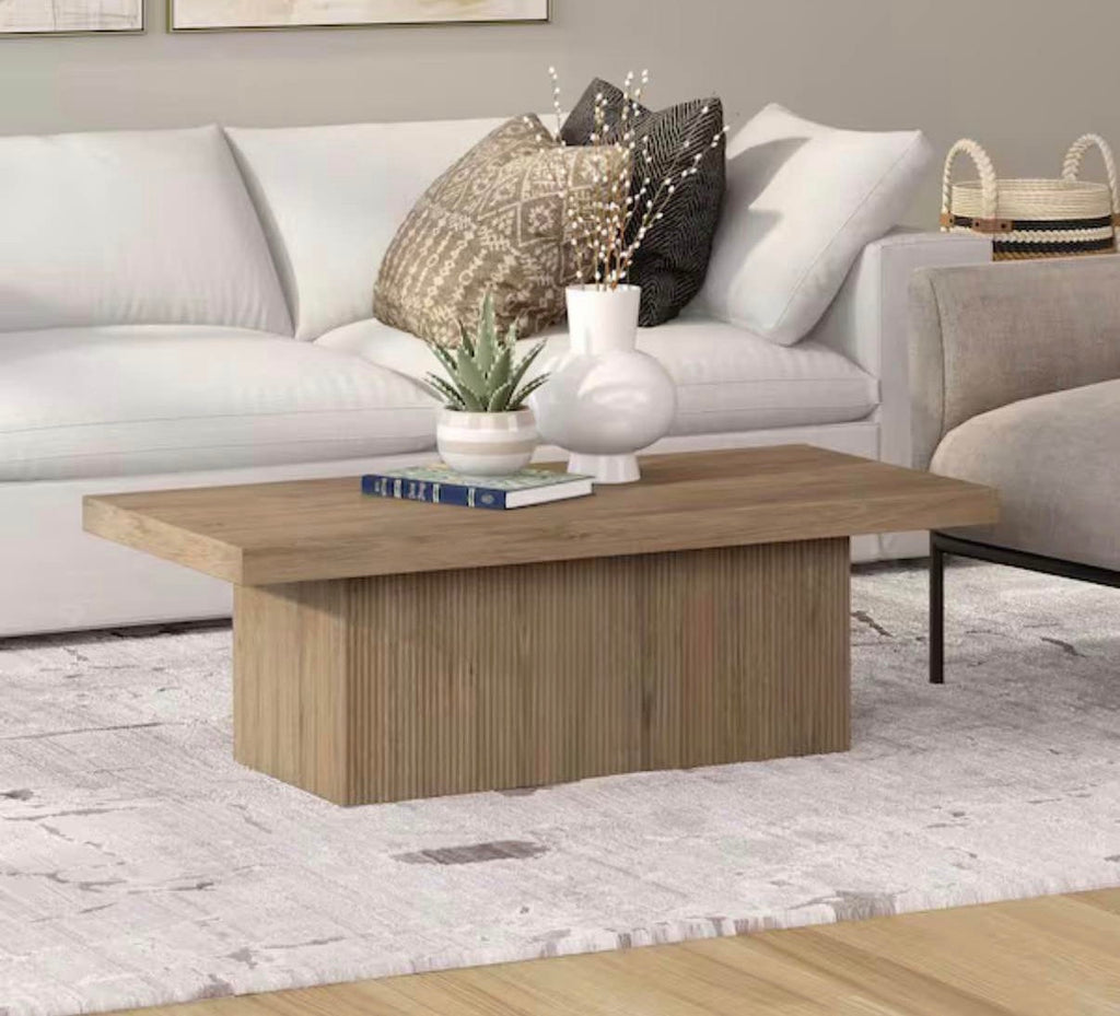 Torren 47.5 in. Antiqued Gray Oak Rectangle MDF Top Coffee Table