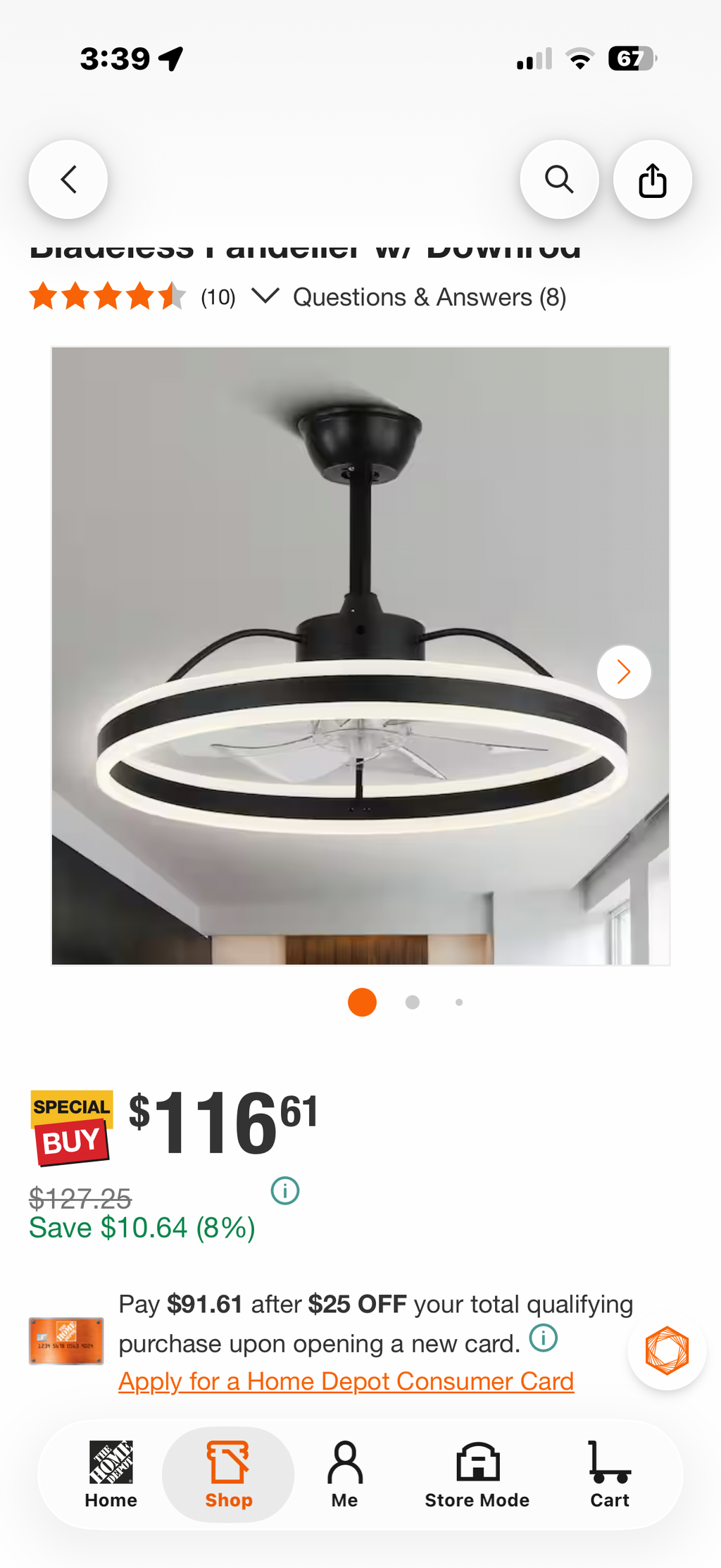 24 in. Smart  Ceiling Fan with Light  (used)