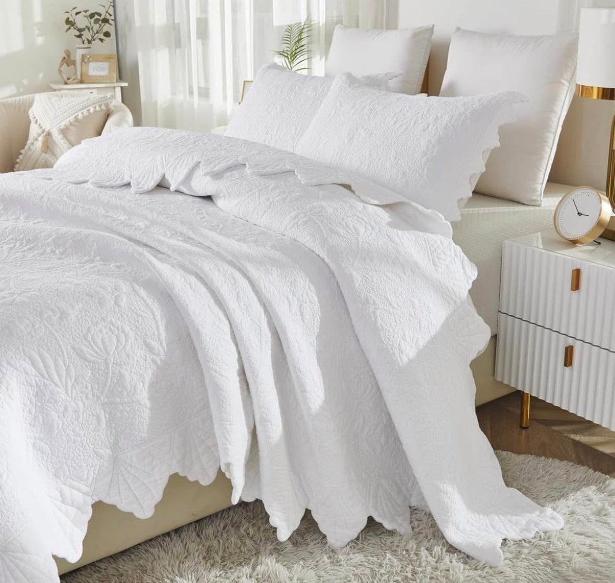 Brandream White Quilt Set Queen King Size
