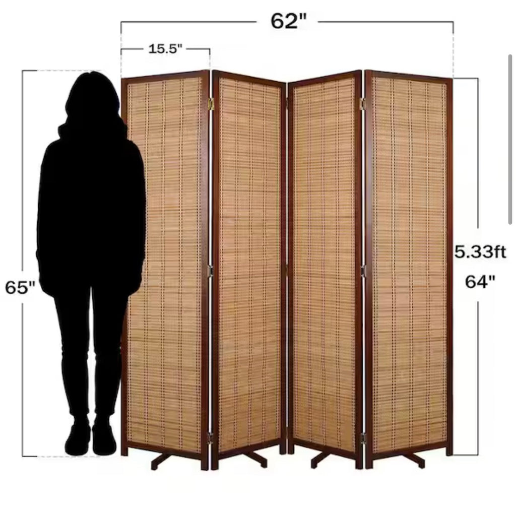 Brown Bamboo Room Divider Screen