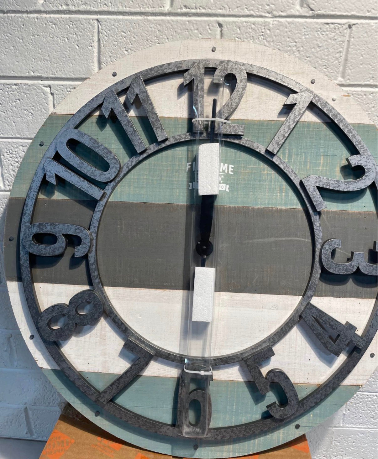 Teal Shabby Planks Wall Clock 27”