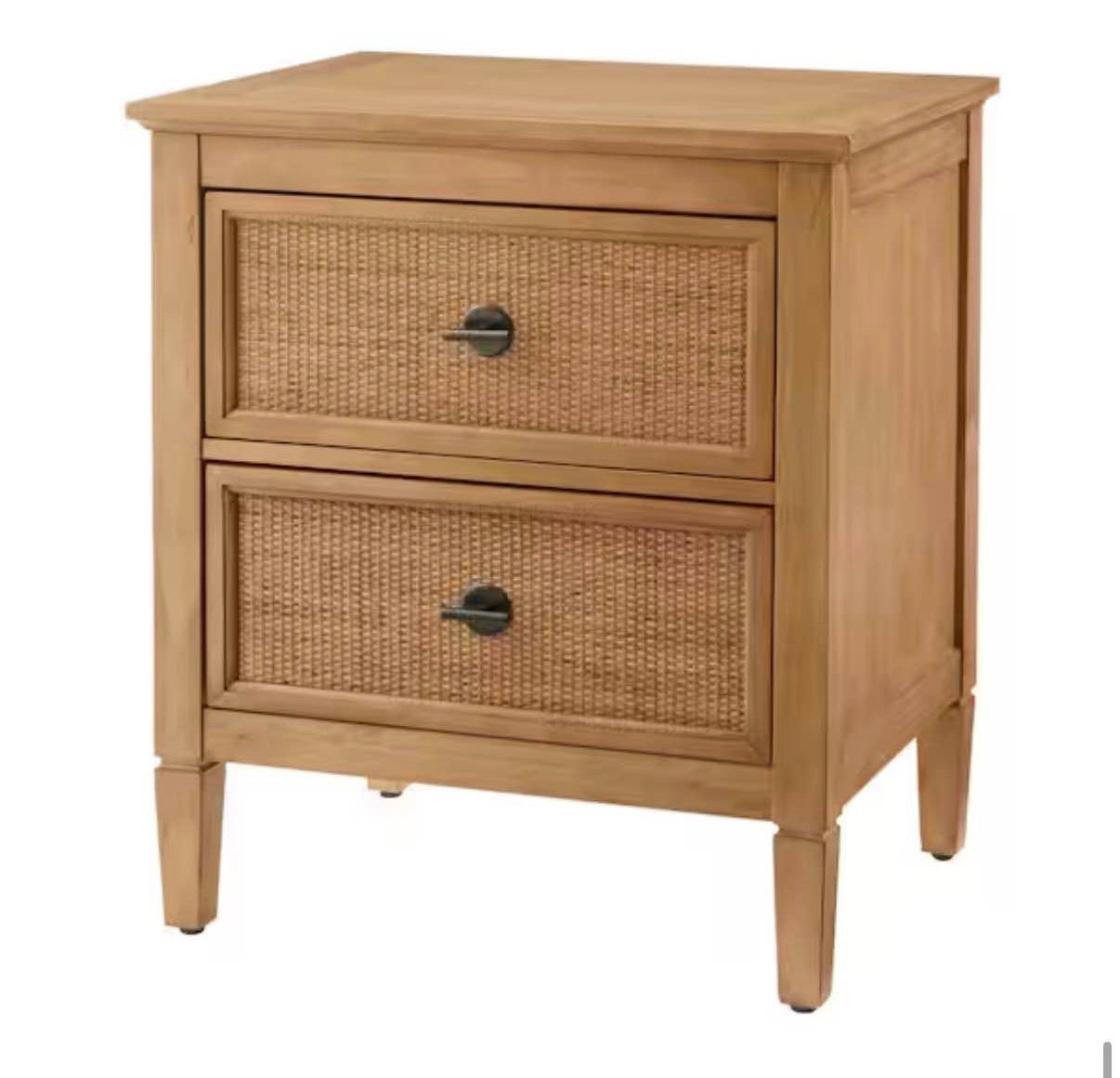 Marsden Patina Wood Finish 2-Drawer Cane Nightstand