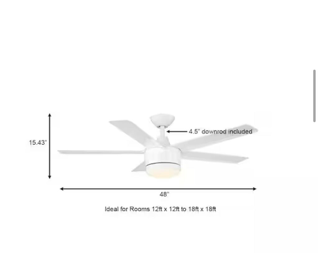Merwry 48 in. Ceiling Fan with Light Kit and Remote Control