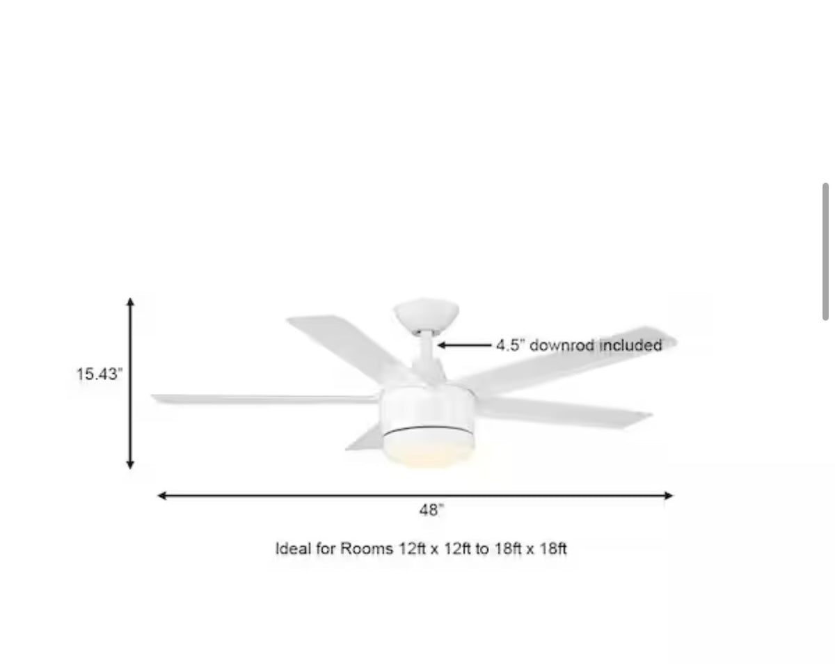 Merwry 48 in. Ceiling Fan with Light Kit and Remote Control