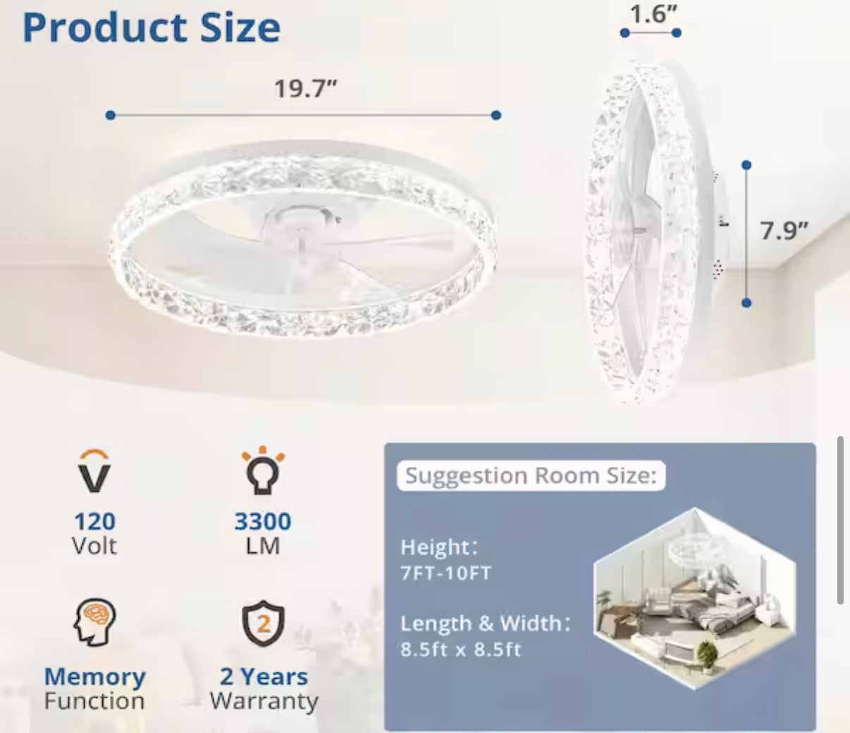 20 in. Smart Flush Mount Color Changing LED Ceiling Fan