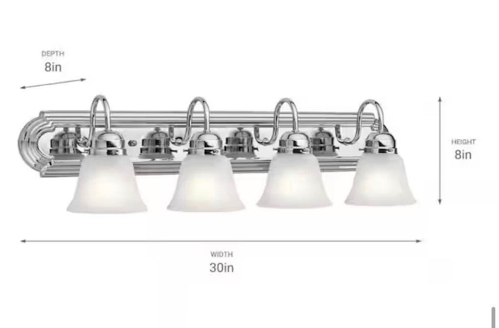 30 in. 4-Light Chrome Traditional Bathroom Vanity Light