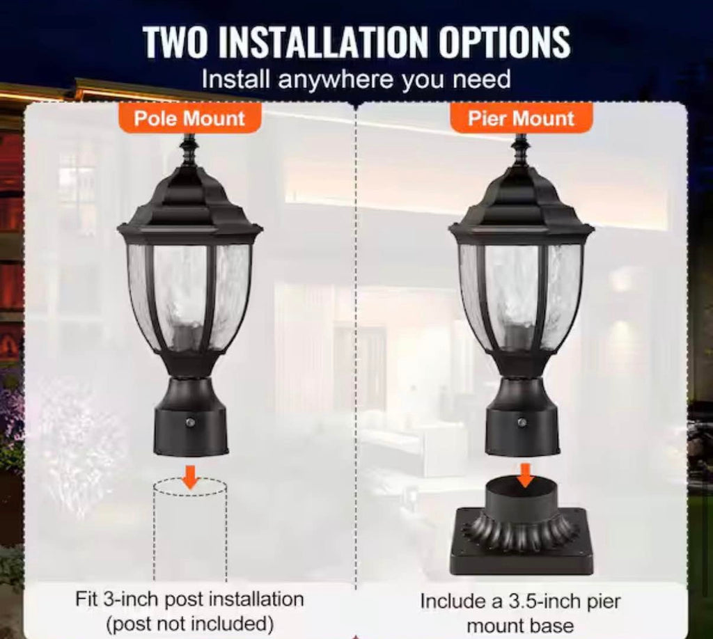 2 PCs Dusk to Dawn Outdoor Post Light