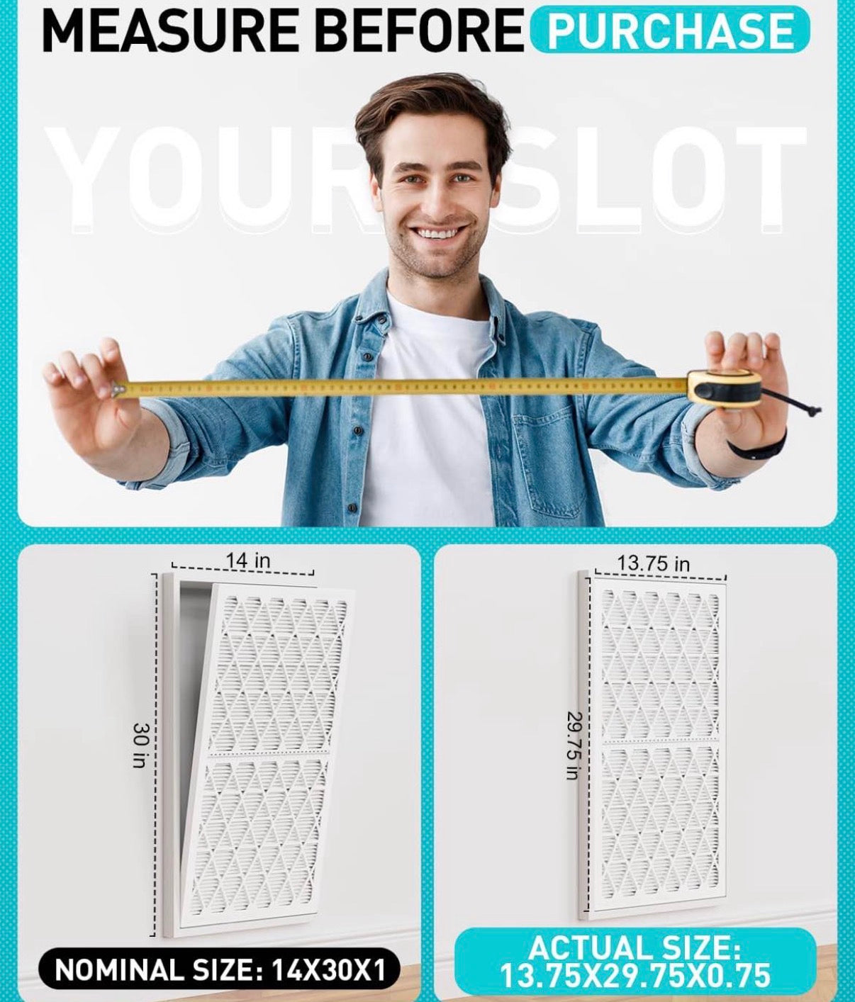 14x30x1 Refillable Air Filter Kit
