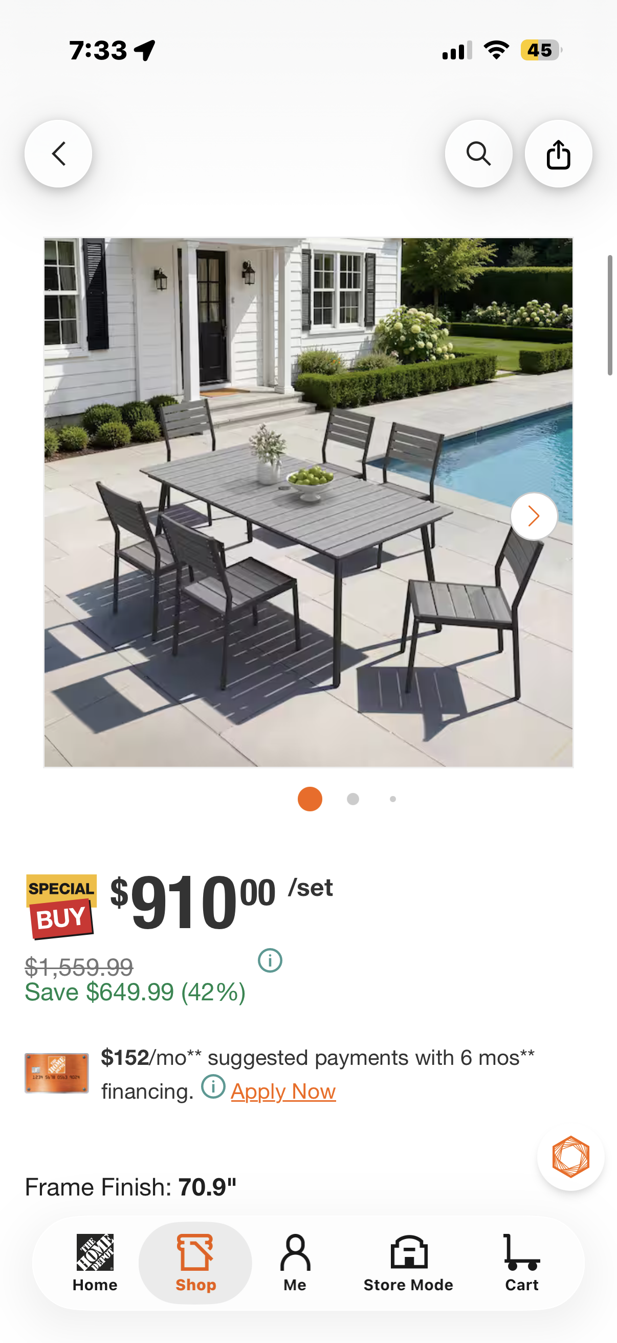 7-Piece Dark Gray 70 in. Aluminum Patio Outdoor Dining Set