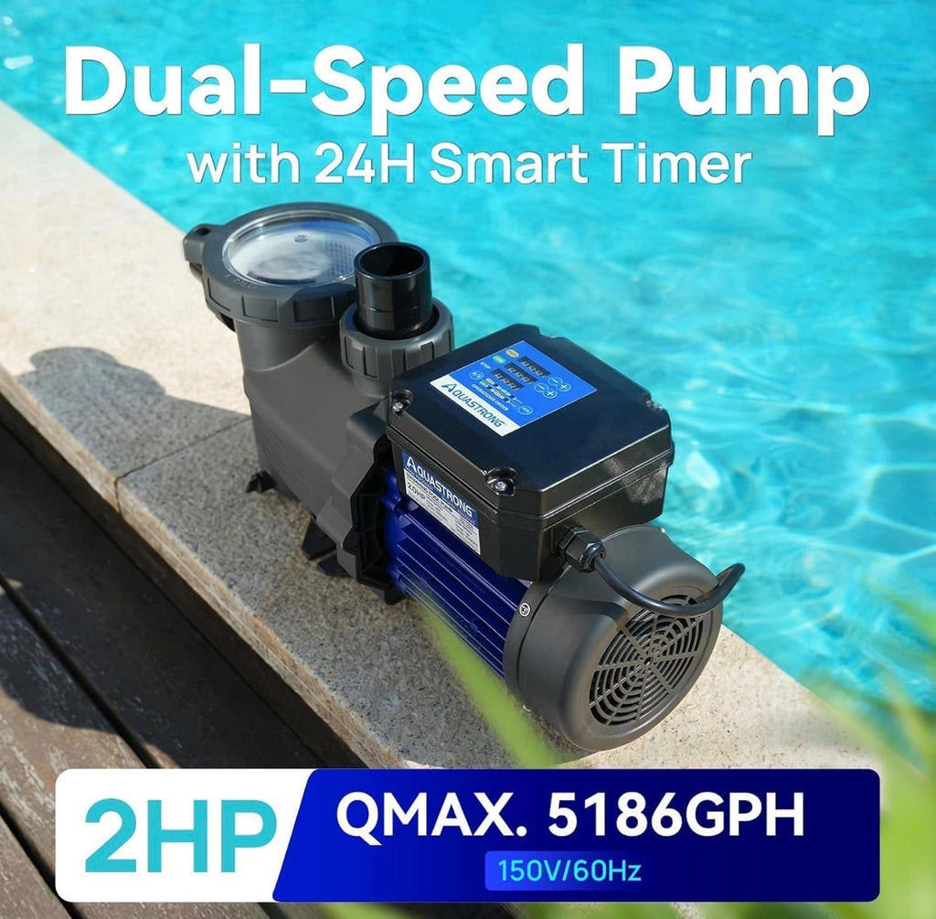2HP In/Above Ground Pool Pump Dual Speed