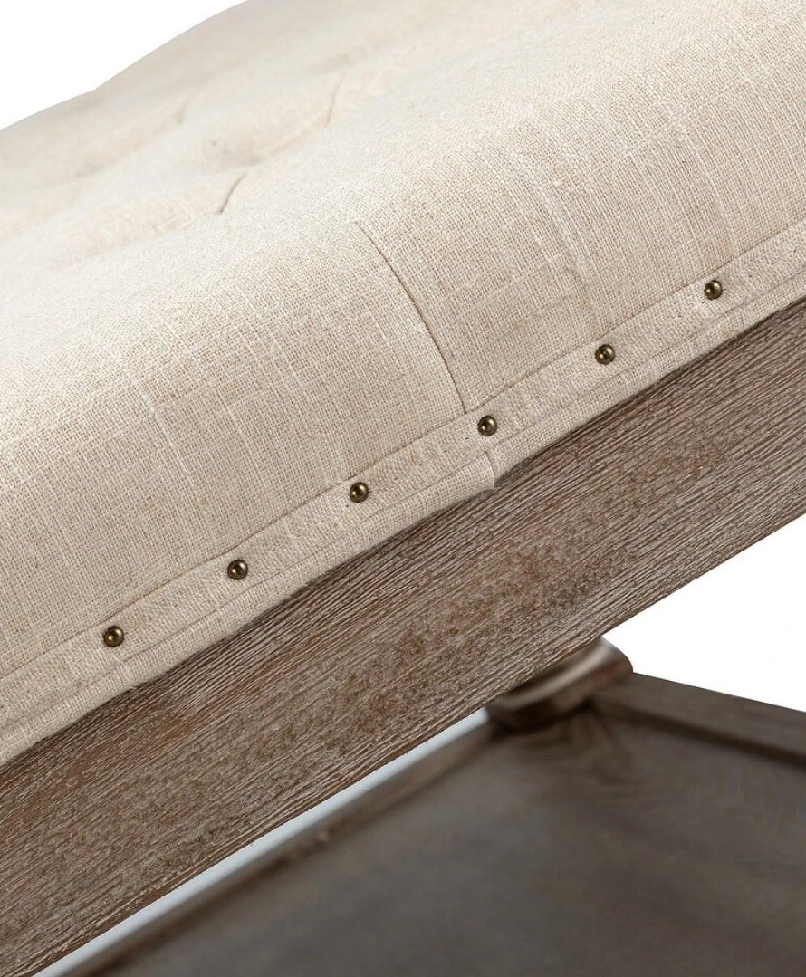 Boyan shelved tufted cocktail ottoman - Linen