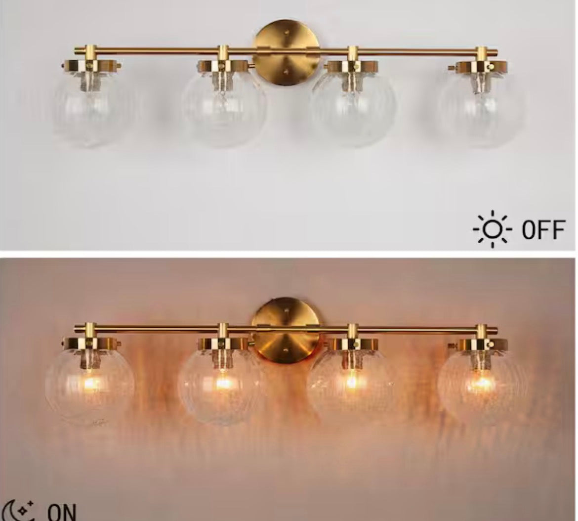 Lunary Modern 29.5 in. 4-Light Brass Vanity Light