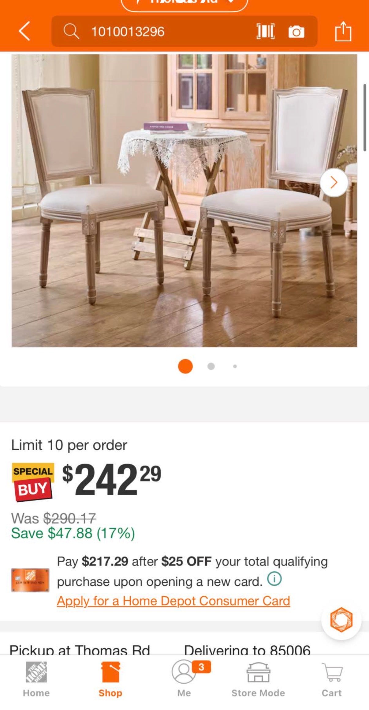French Side Chairs (Set of 2) with Carved Wood Legs