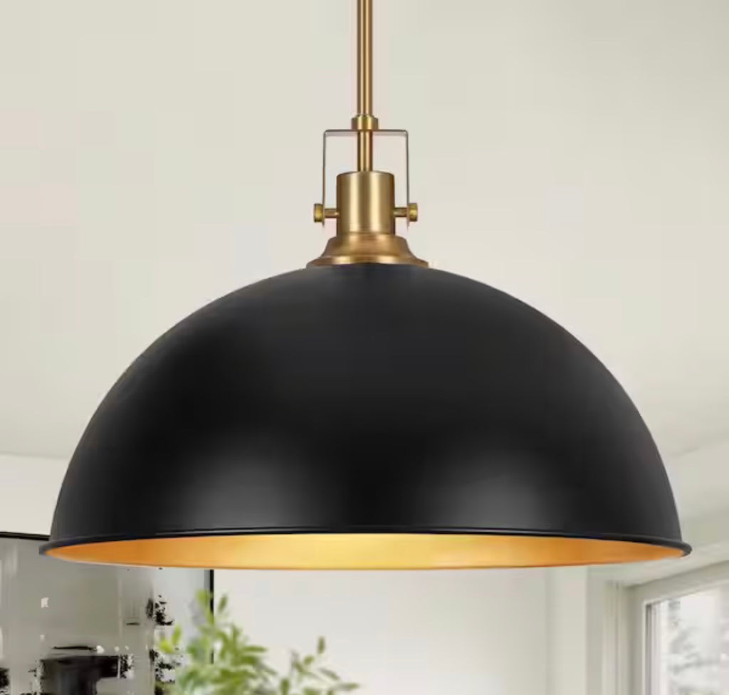 Industrial Single Pendant Light with Metal Dome Shade