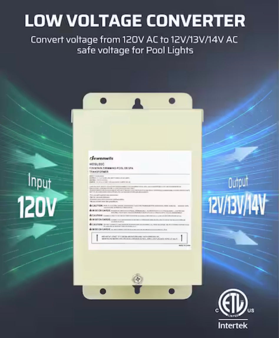 Multi-tap Low Voltage 300-Watt Metal Pool Light Transformer