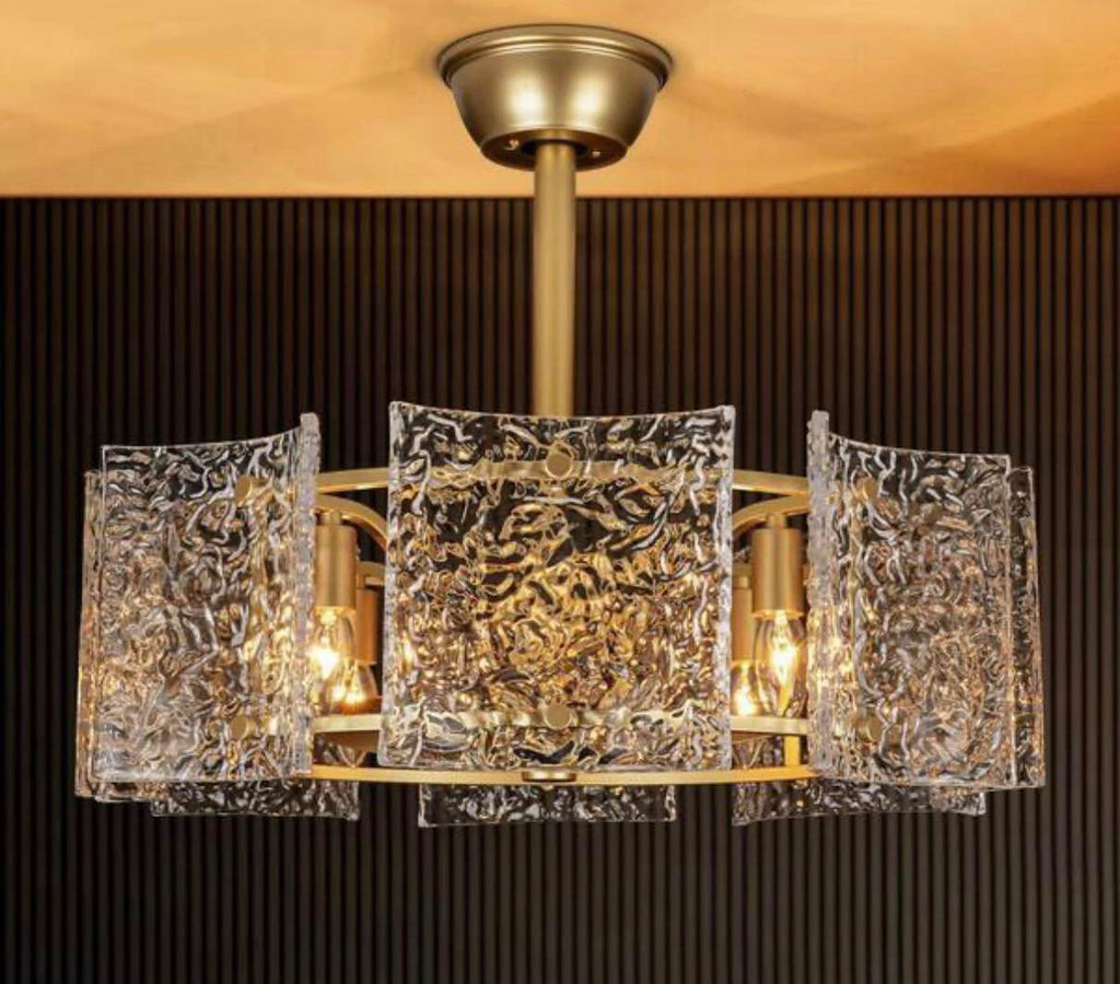 4-Light Indoor Modern Gold Ceiling Fan Lighting with Remote Control