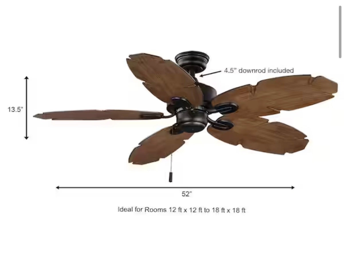 Lillycrest II 52 in. Indoor/Outdoor Matte Black Wet Rated Ceiling Fan