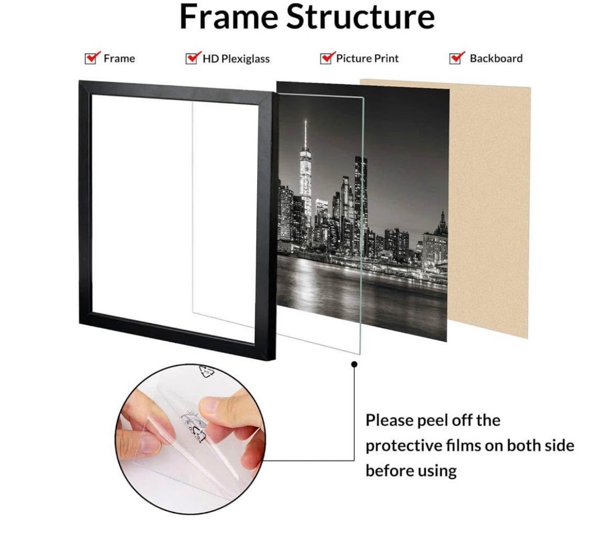 20x20 Picture Frame Black（1 Pack）