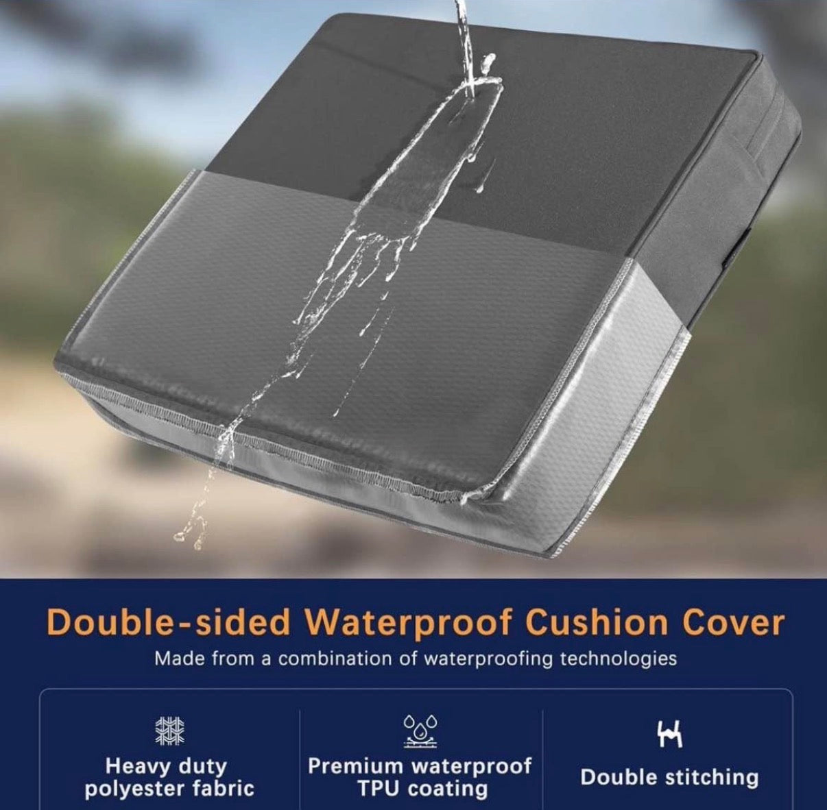Outdoor Seat Cushion Set 22 x 22 Inch Waterproof