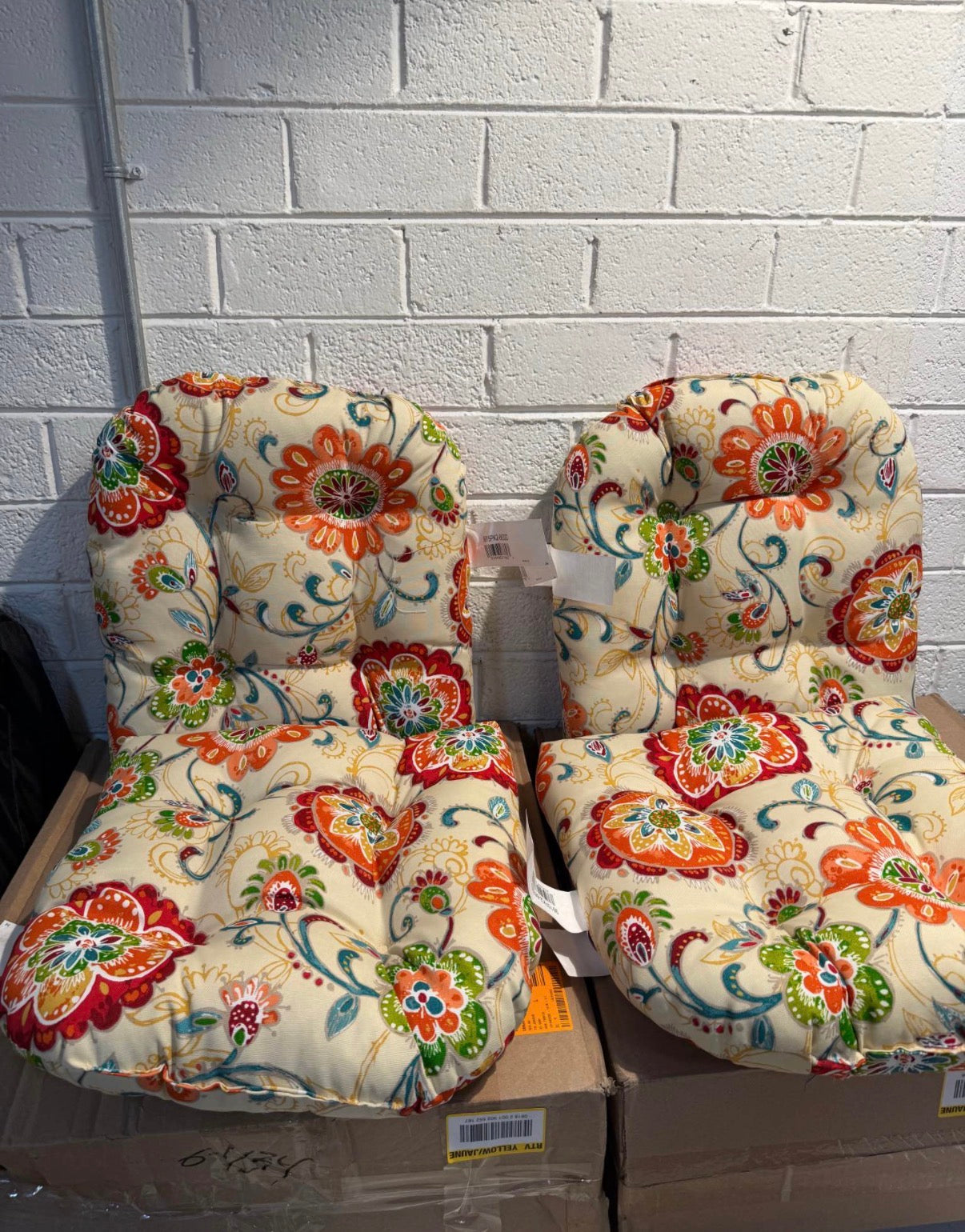 Tufted Outdoor Wicker Seat Cushion 2-Pack