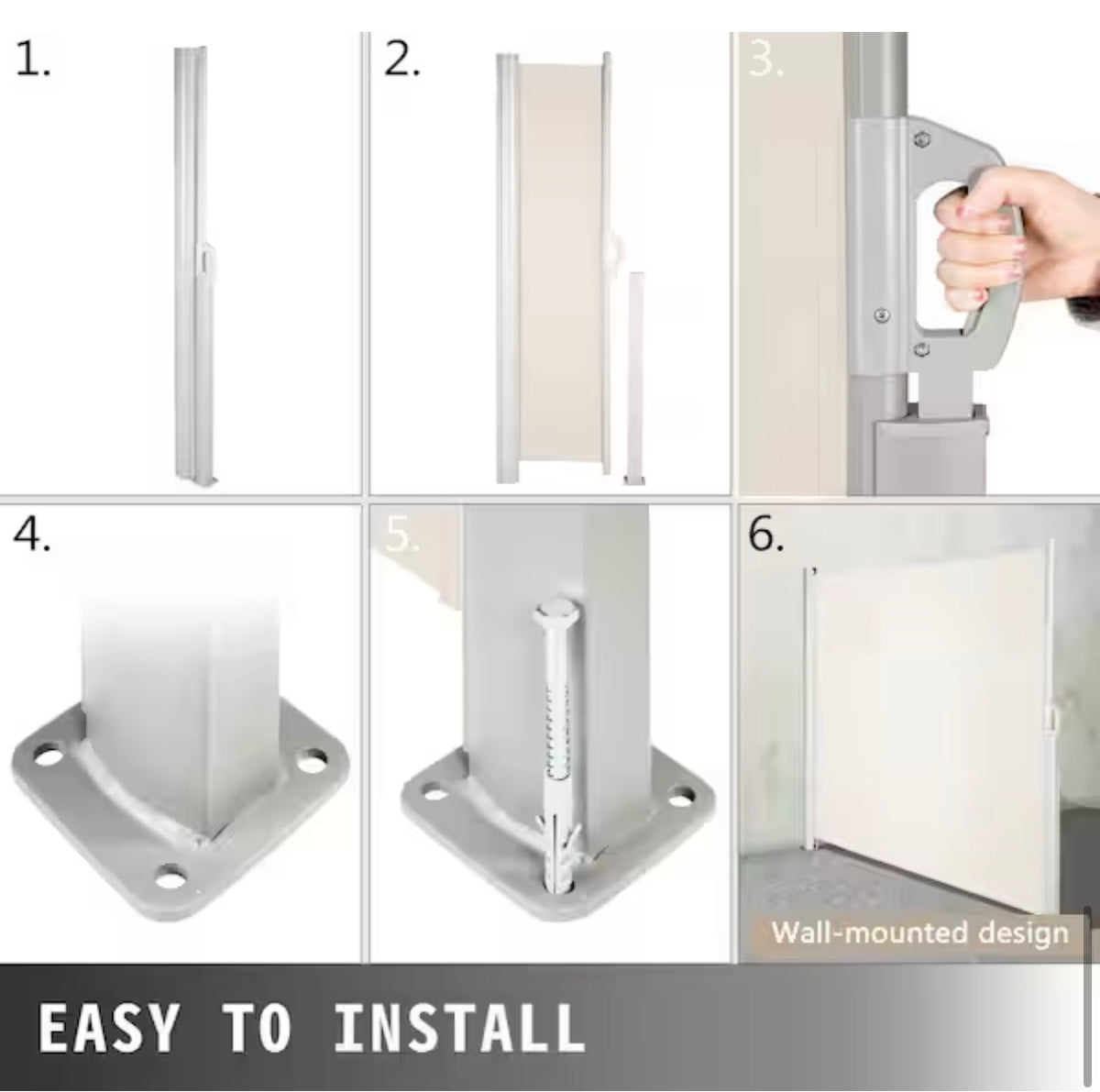 118 in. x 71 in. Retractable Side Awning Patio Screen Room Divider