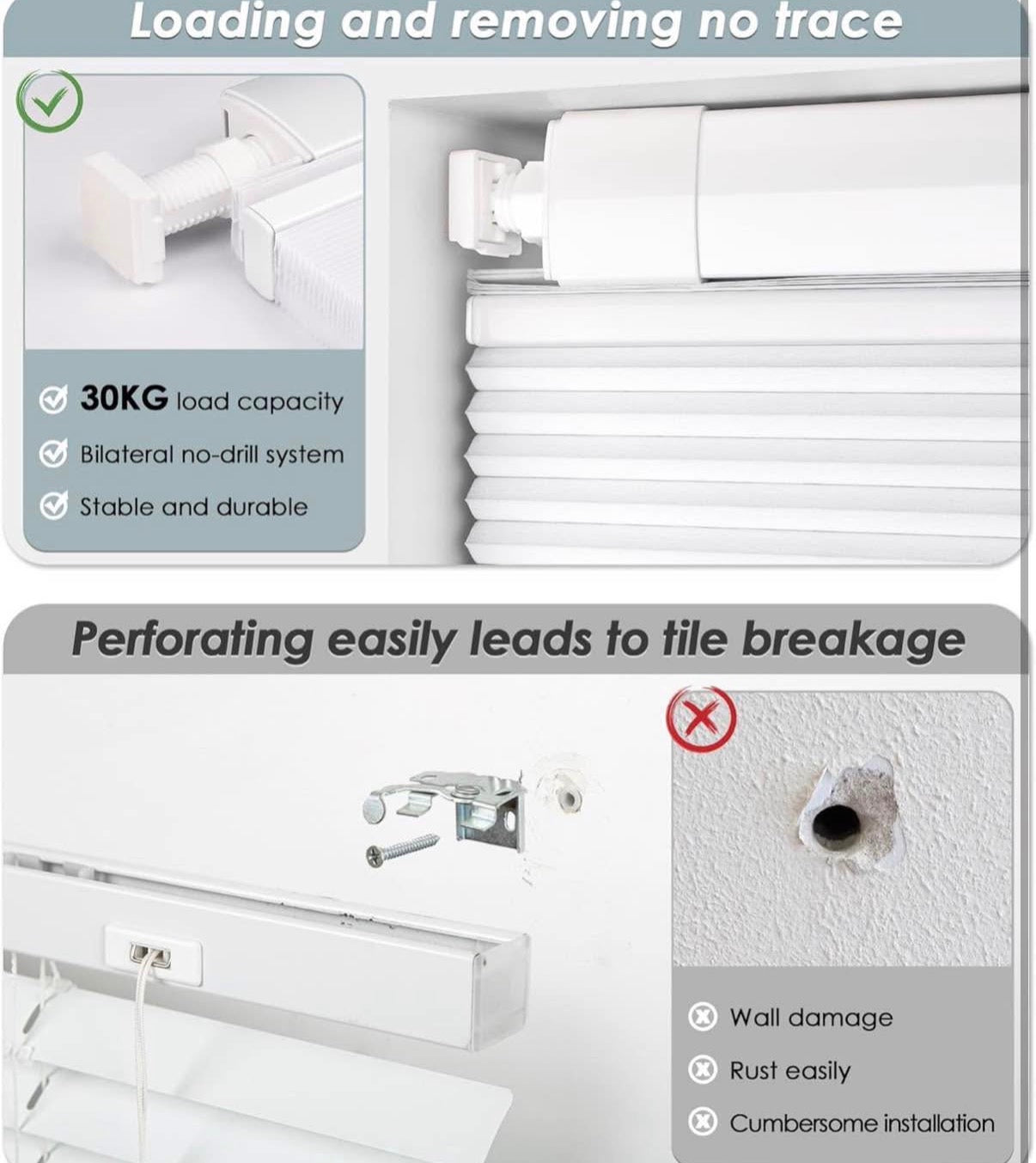 LazBlinds No Tools No Drill Cordless Cellular Shades 36"x64"