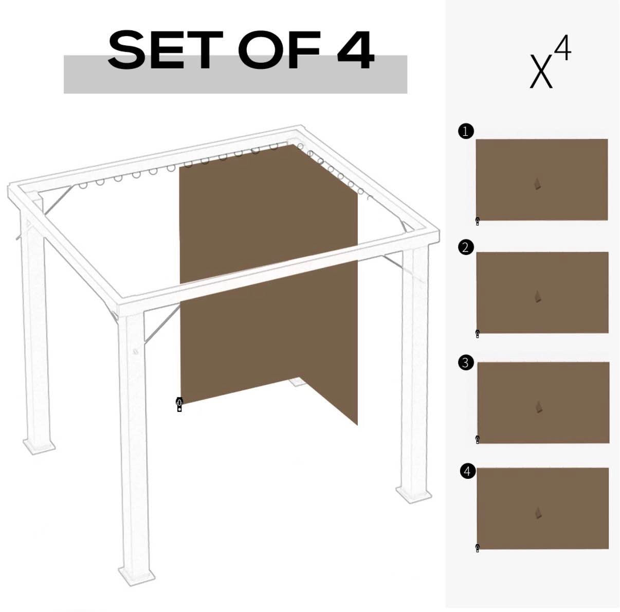 10 FT x 10 FT Gazebo Sidewall Set with 4 Panels