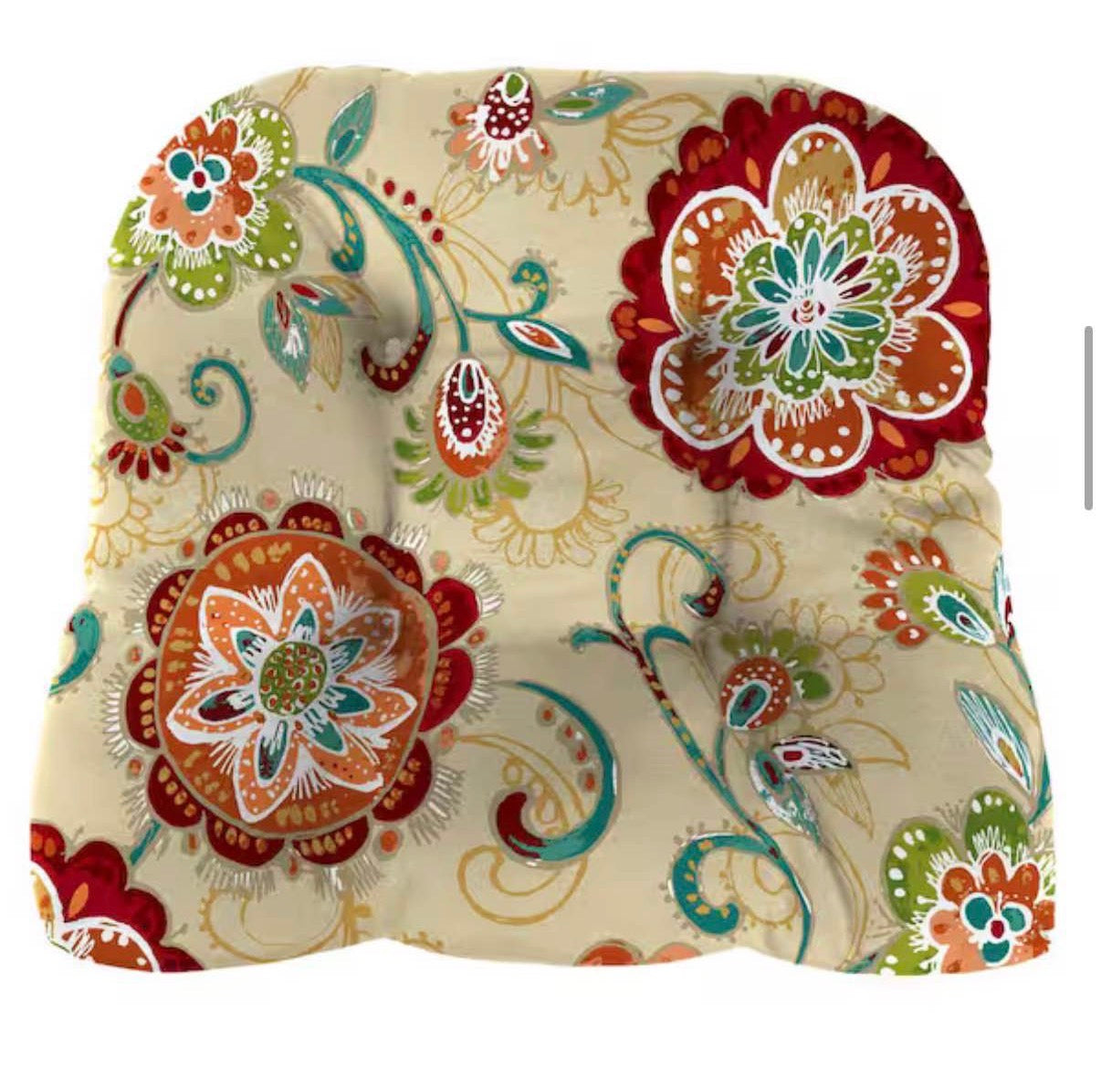 Tufted Outdoor Wicker Seat Cushion 2-Pack