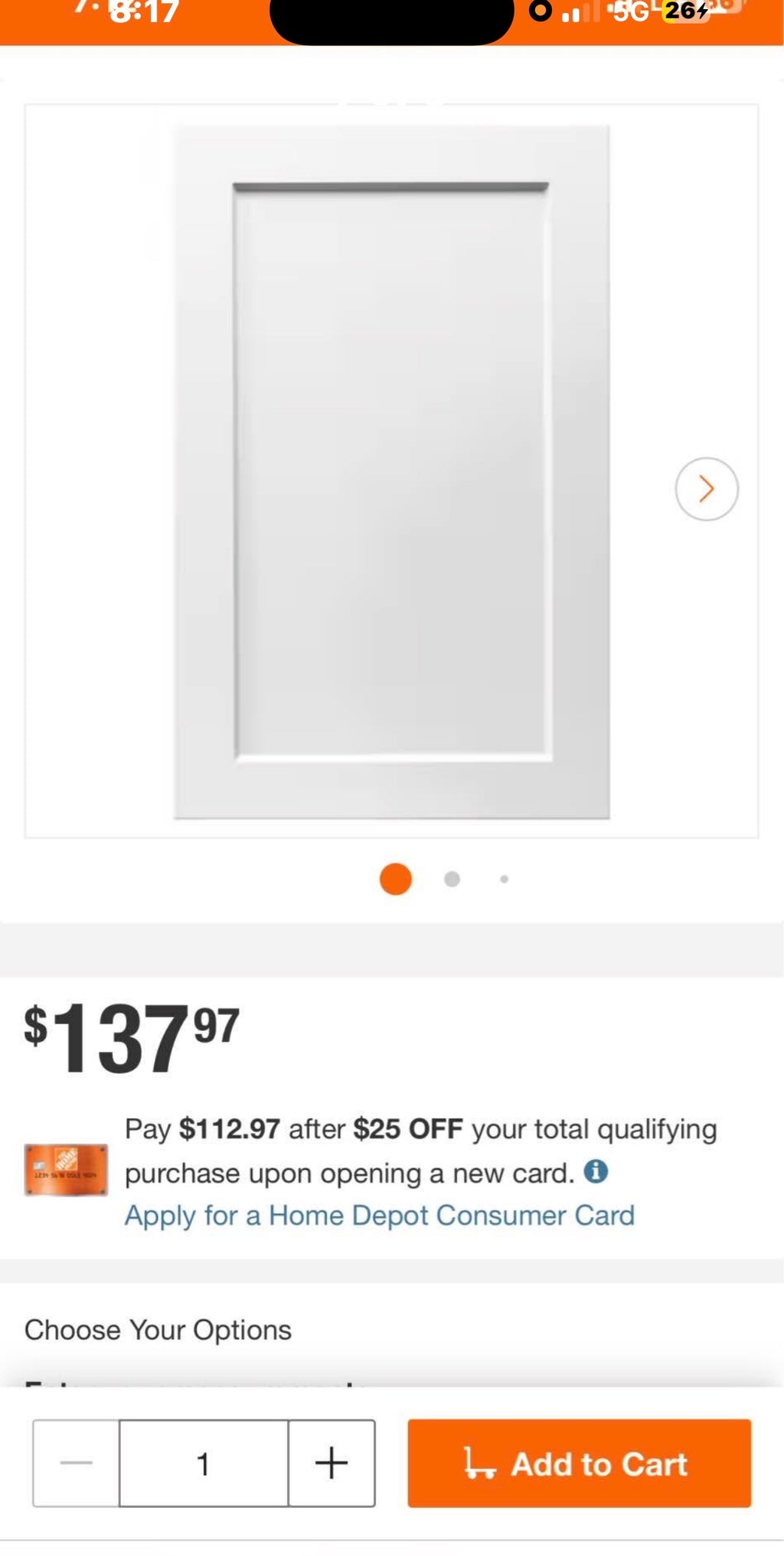 Custom Thermofoil or Finished Wood Cabinet Door