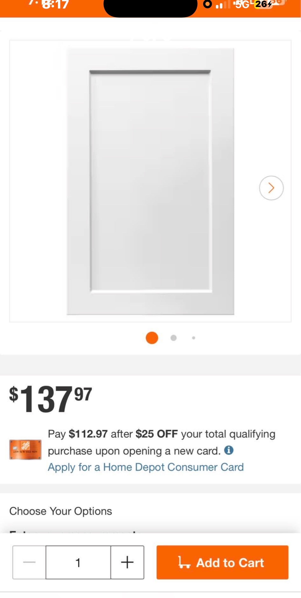 Custom Thermofoil or Finished Wood Cabinet Door
