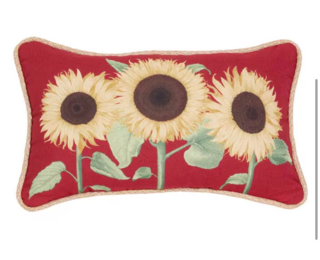 Sunflower Trio Lumbar Outdoor Throw Pillow (Set of 2)