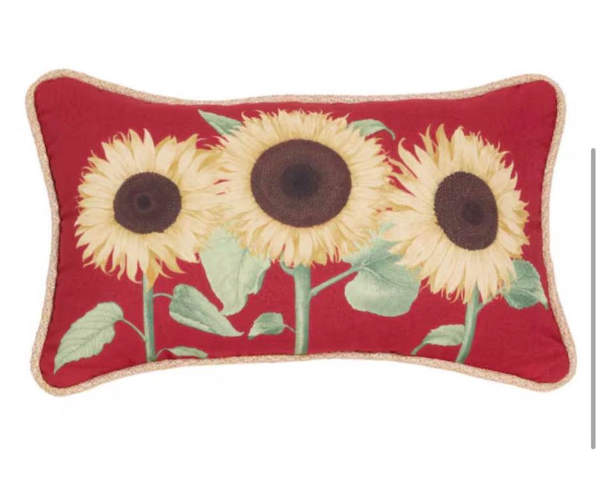 Sunflower Trio Lumbar Outdoor Throw Pillow (Set of 2)