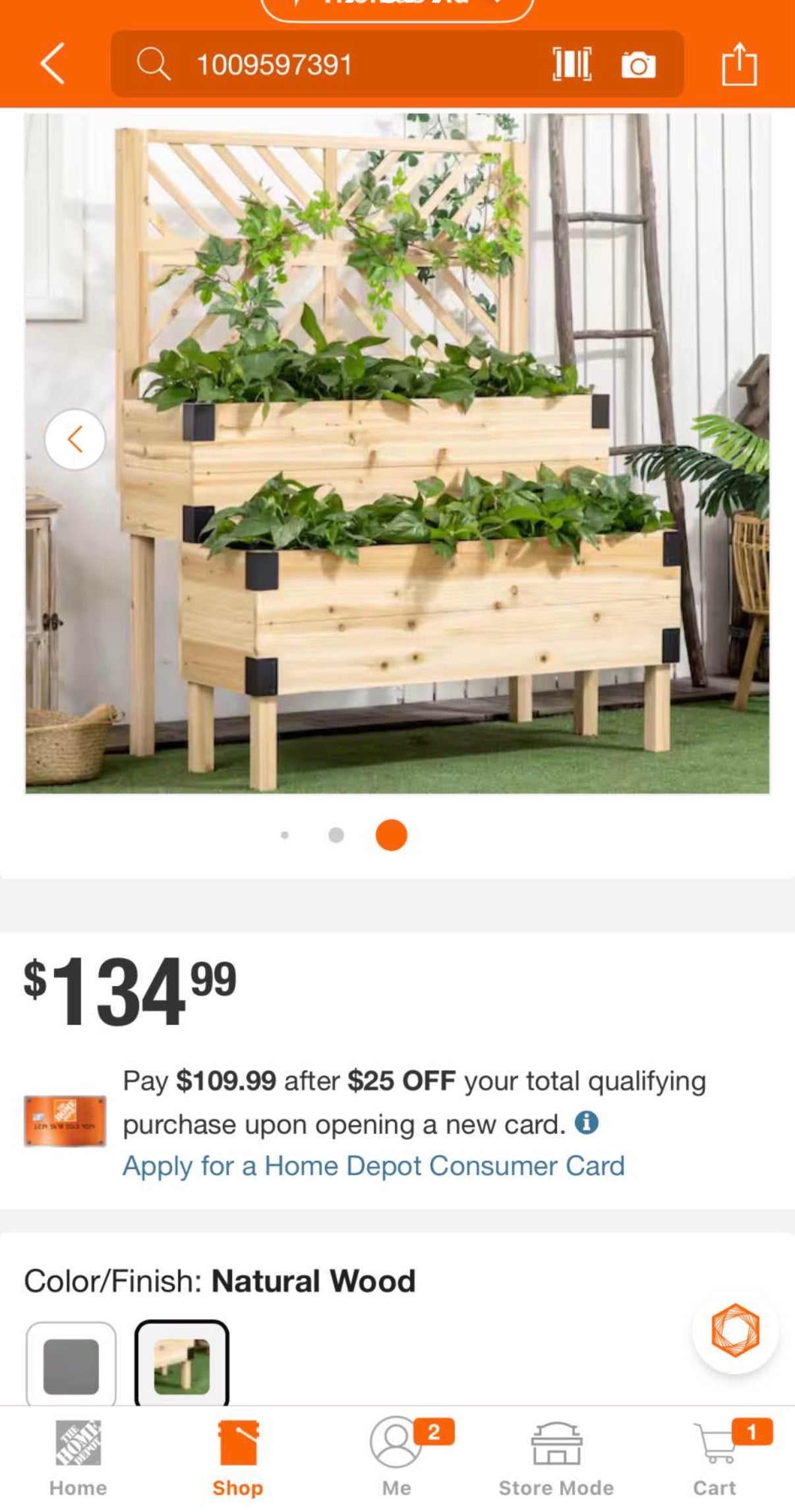 Natural 2-Tier Wooden Raised Garden Bed with Trellis