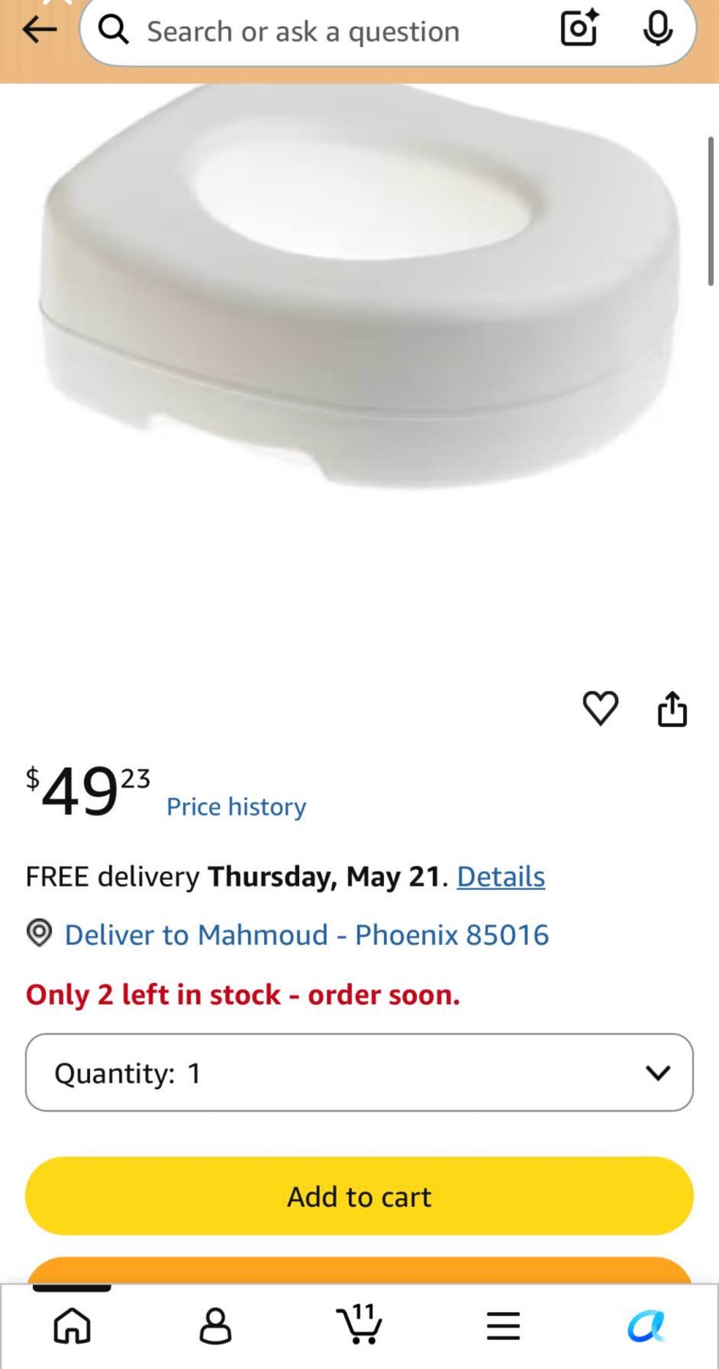 Raised Toilet Seat, 5 1/2