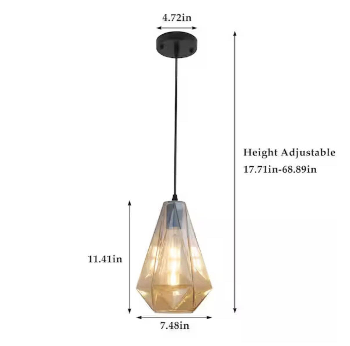 Amber Pendant Light with Geometric Shade