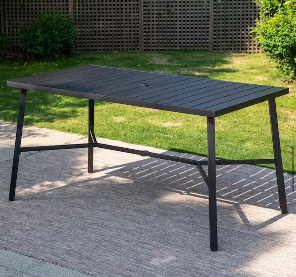 67 in. Black Patio Rectangle Metal Bar Height Outdoor Dining Table
